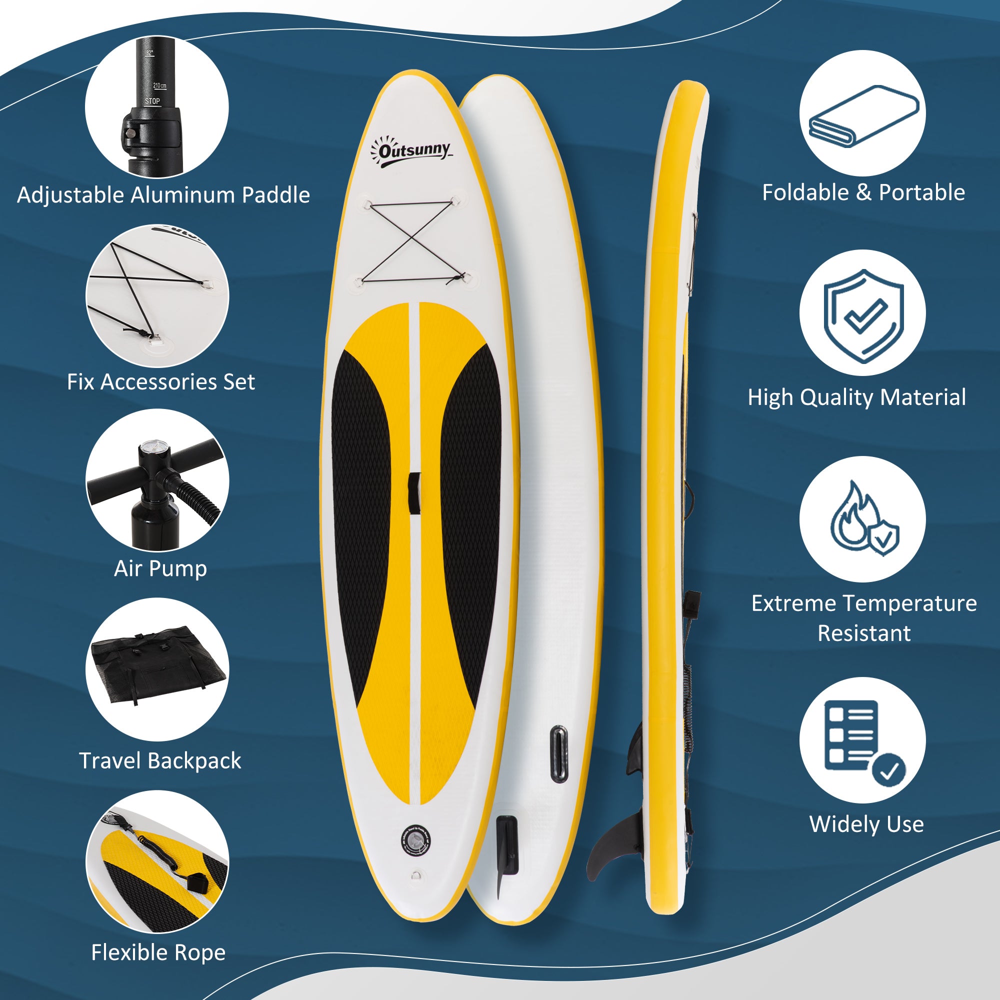 10' x 30" x 6" Inflatable Stand Up Paddle Board, Non-Slip & Ultra-Light Deck with ISUP Accessories, Adj Paddle, Backpack Bag, and Three Bottom Fins, for Youth Adults Beginner, White