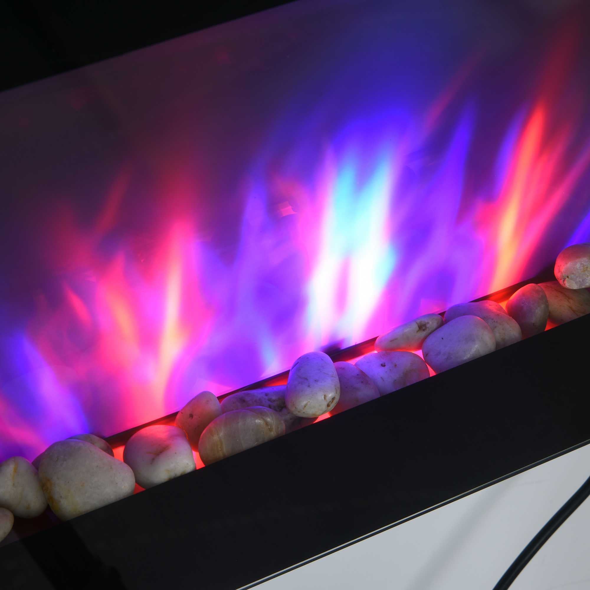 Fynco - 1000W/2000W Electric Wall Fireplace w/ LED Flame Effect Timer Remote Sleek Stylish Safe Home Heating 20-25㎡