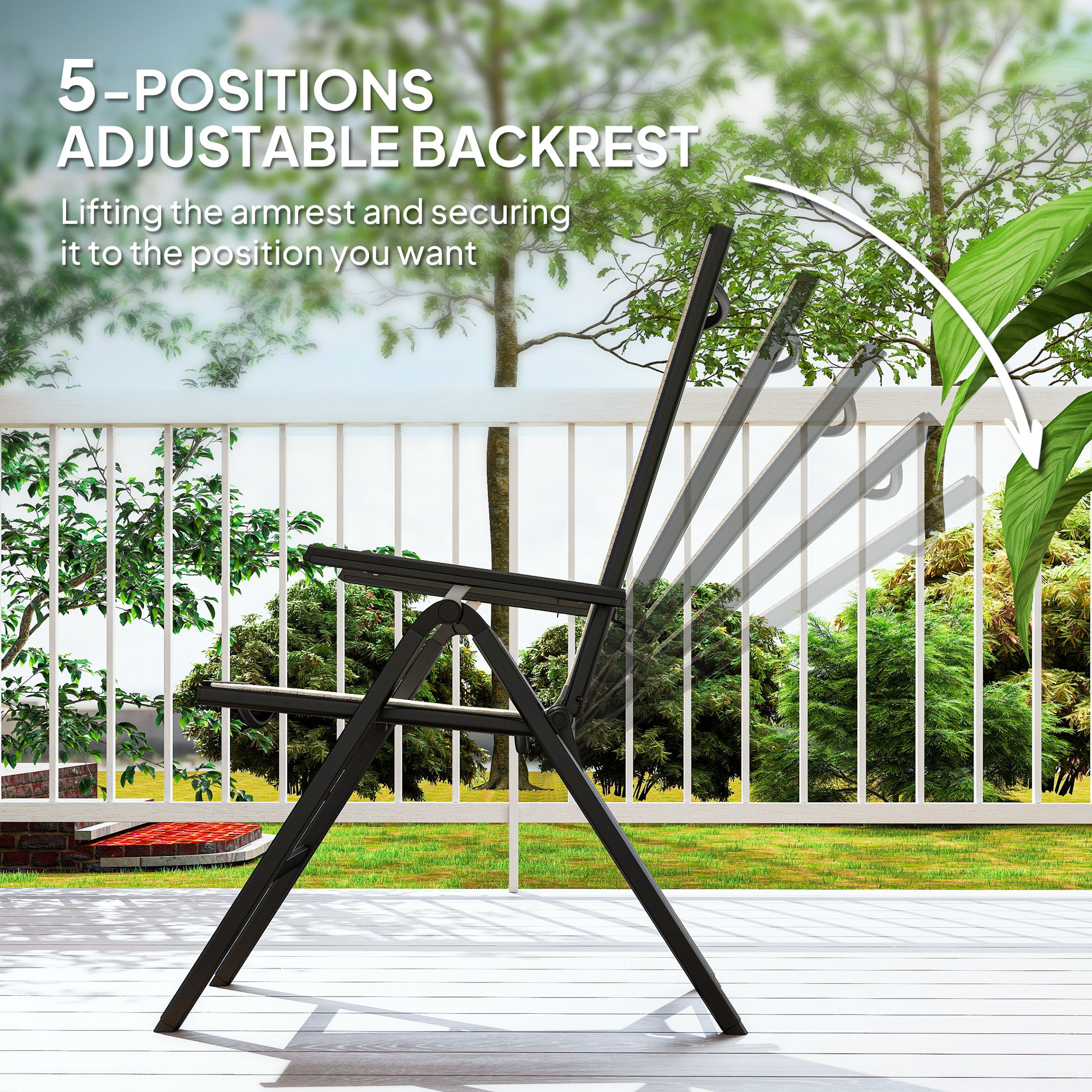 Rattan Reclining Garden Chairs - Black