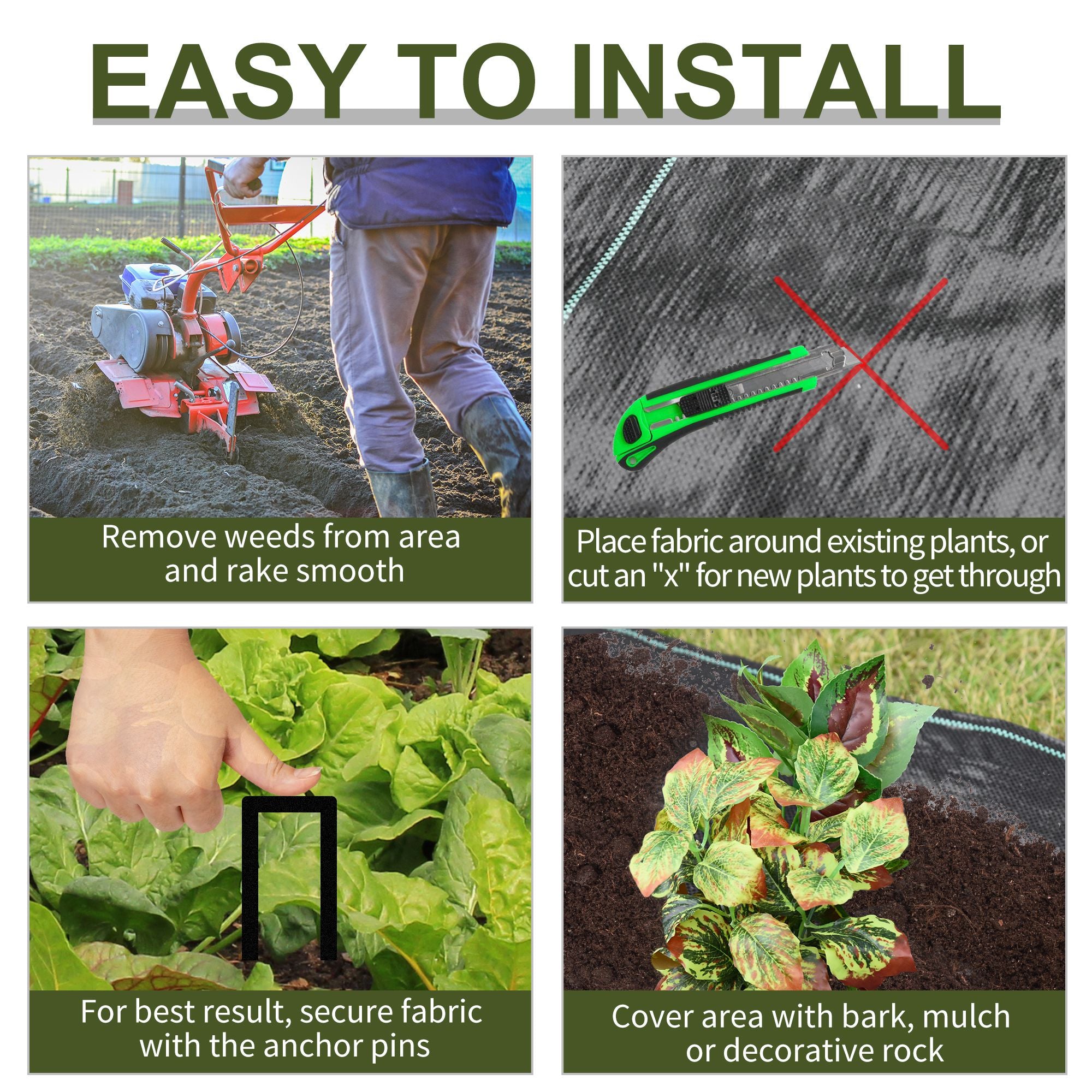 2m x 50m Weed Control Membrane, Heavy Duty Weed Control Barrier Fabric, 90gsm Ground Cover for Patios, Garden, Flower beds, Landscaping