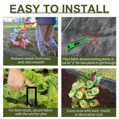 2m x 50m Weed Control Membrane, Heavy Duty Weed Control Barrier Fabric, 90gsm Ground Cover for Patios, Garden, Flower beds, Landscaping