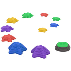 ZONEKIZ Kids Stepping Stones, 11 Pieces Balance River Stones for Obstacle Course, Stackable Non-Slip Starfish Shape, Sensory Play for Indoors, Outdoors
