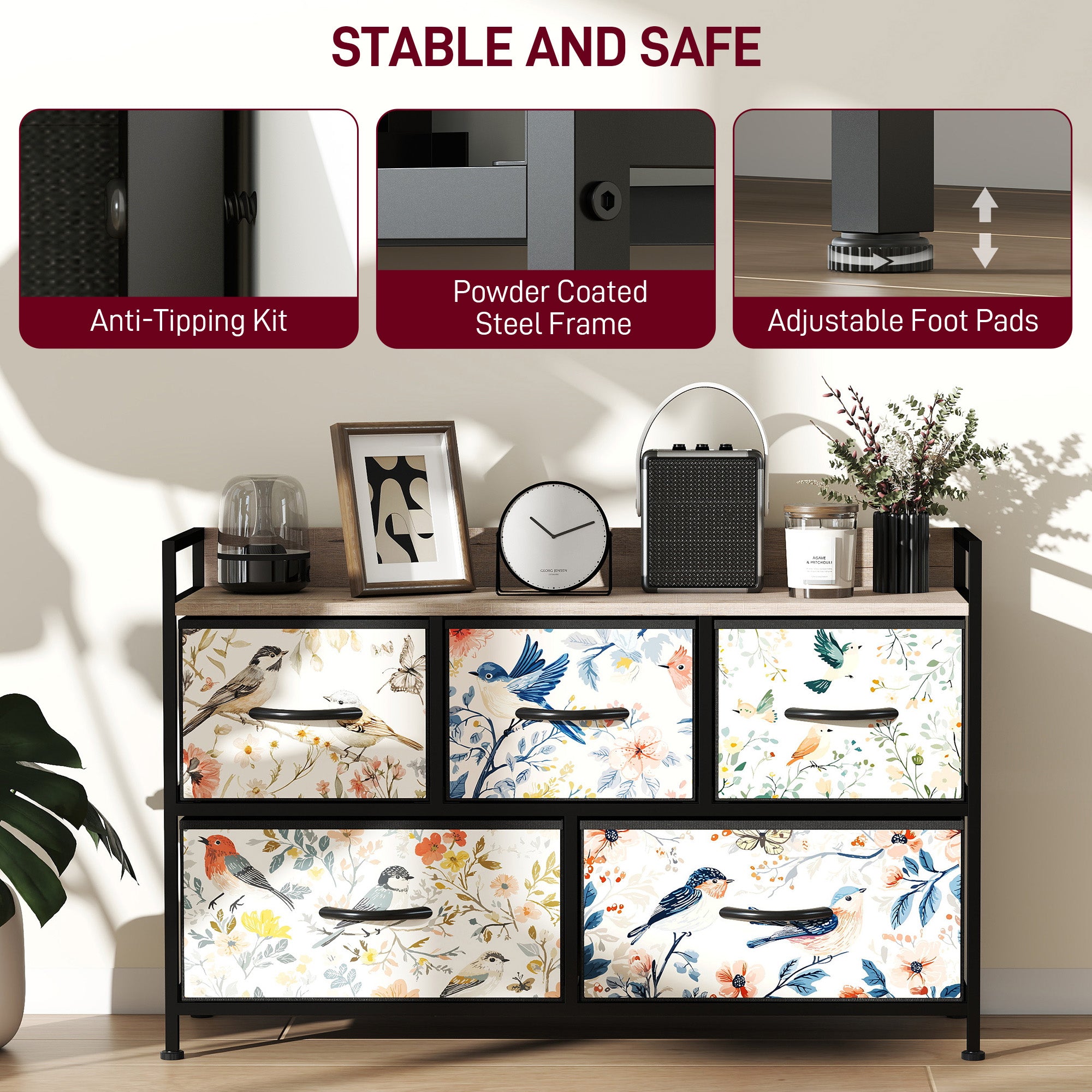 5-Drawer Chest of Drawers - White