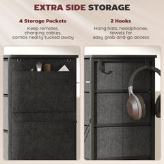 Chest of Five Fabric Drawers - Charcoal Grey