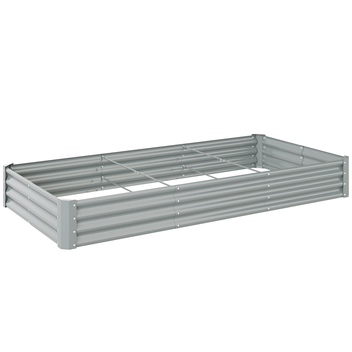 Fynco - 240 x 120cm Galvanised Steel Open Planter - Silver