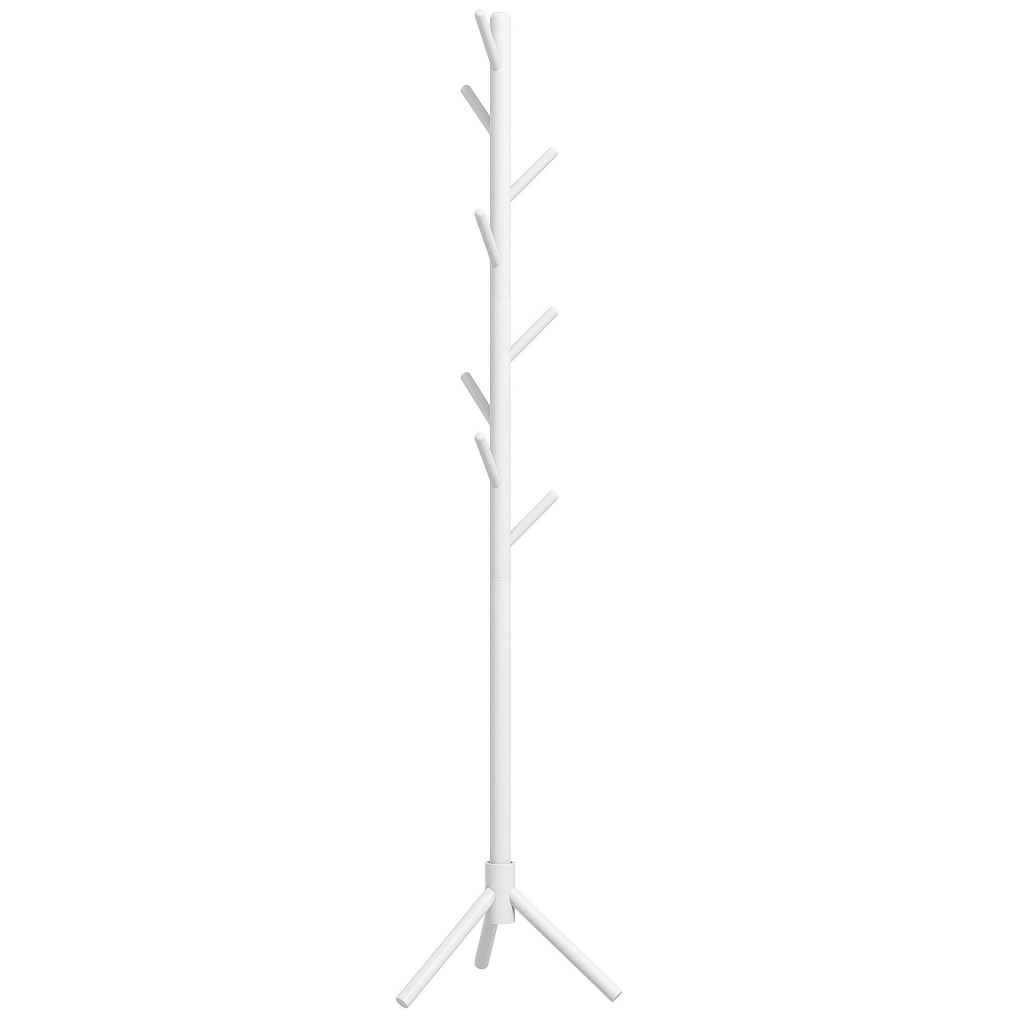 Eight-Hook Wooden Coat Rack - White