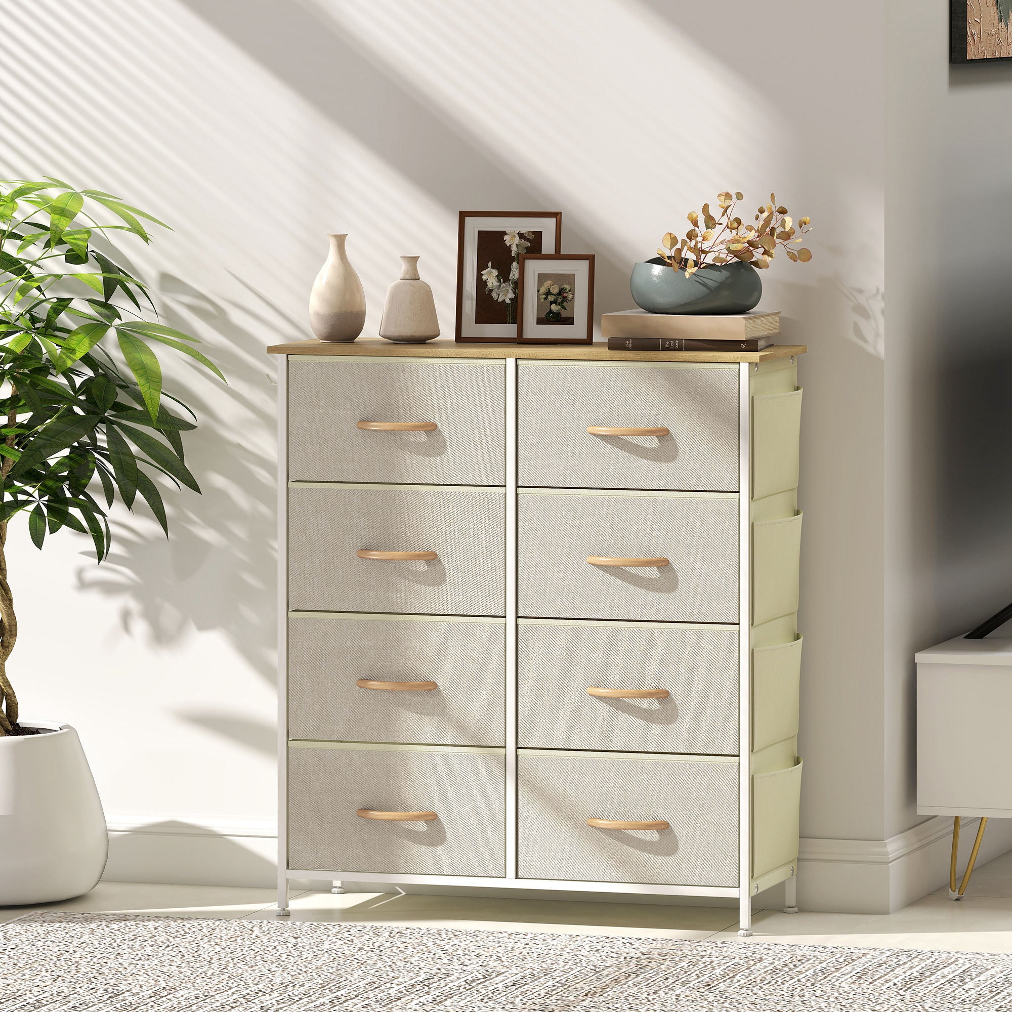 Chest of Eight Fabric Drawers - Beige