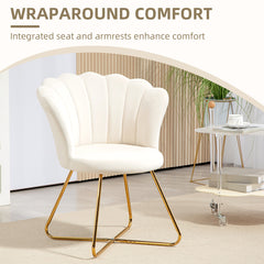 Velvet-Feel Lotus Petal Accent Chair - Cream