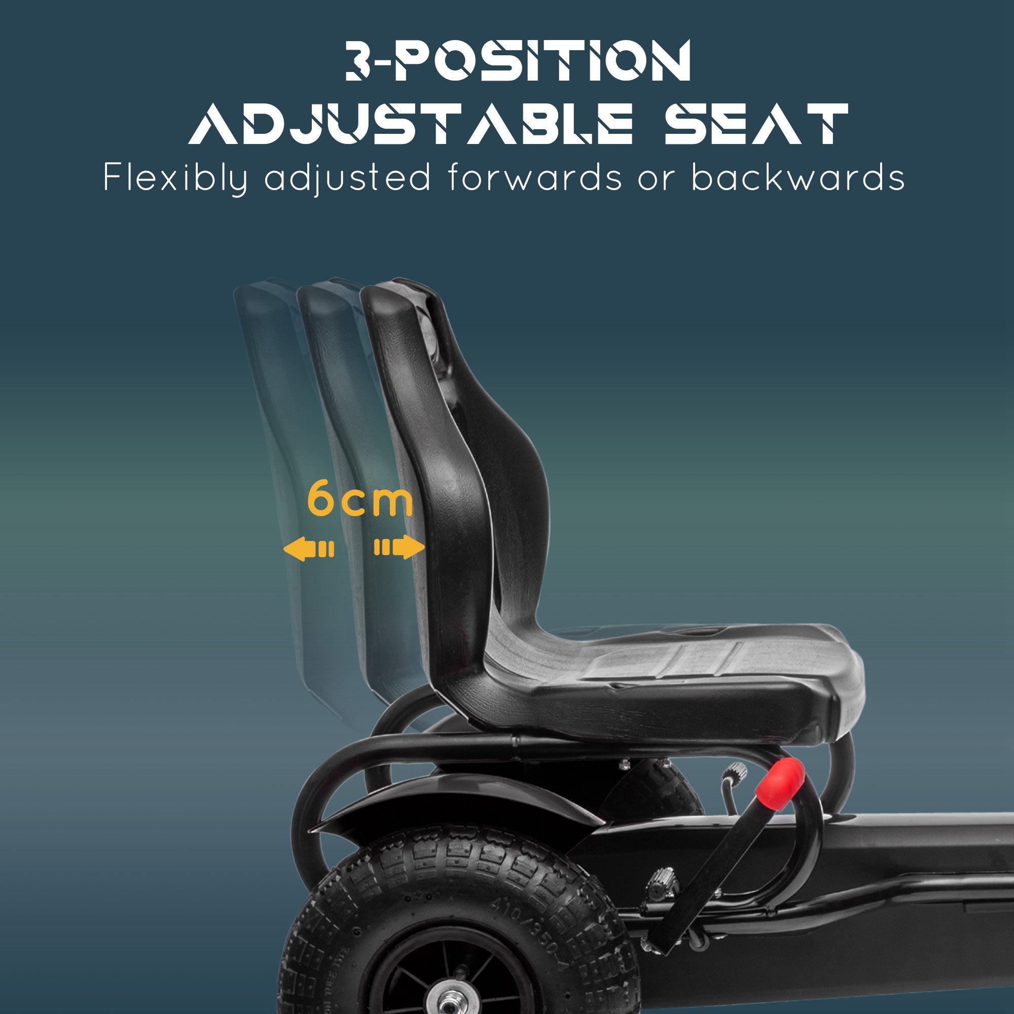 Metal Kids Pedal Go Kart with Adjustable Seat Inflatable Tyres Black