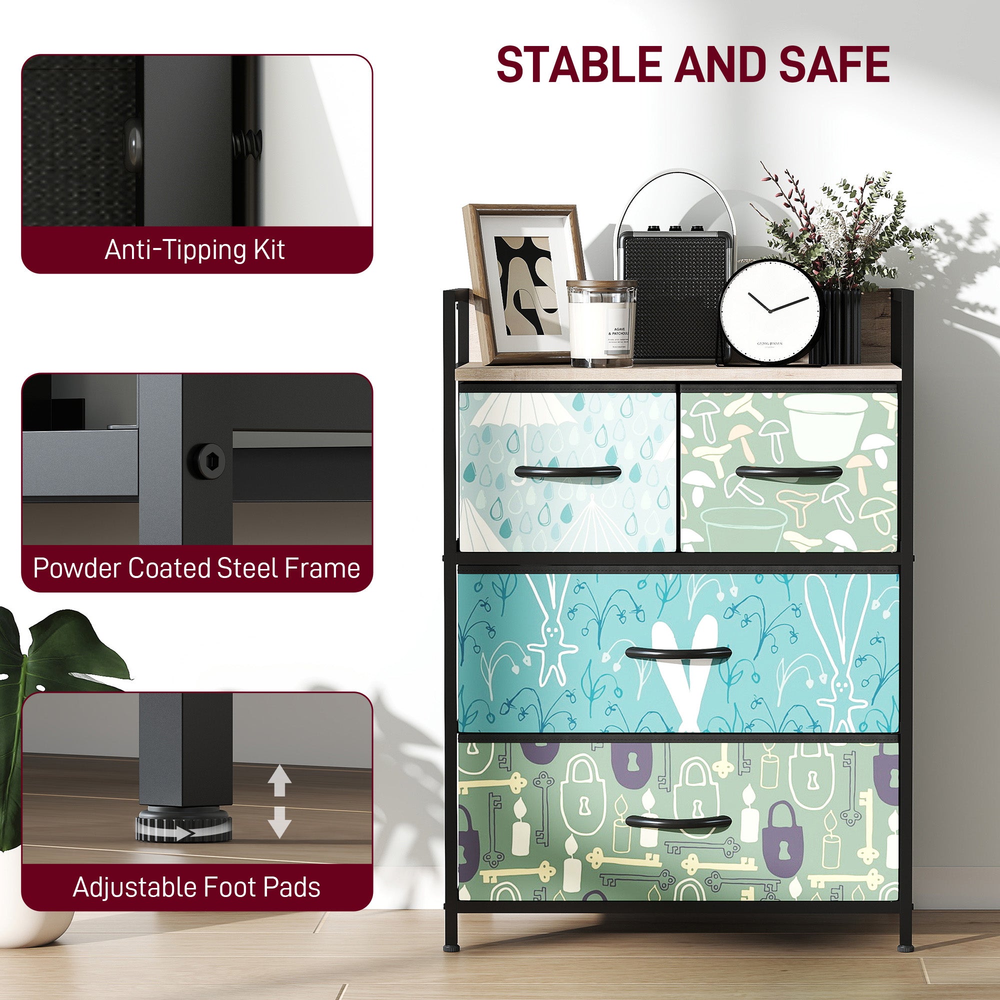 4-Drawer Chest of Drawers - Blue