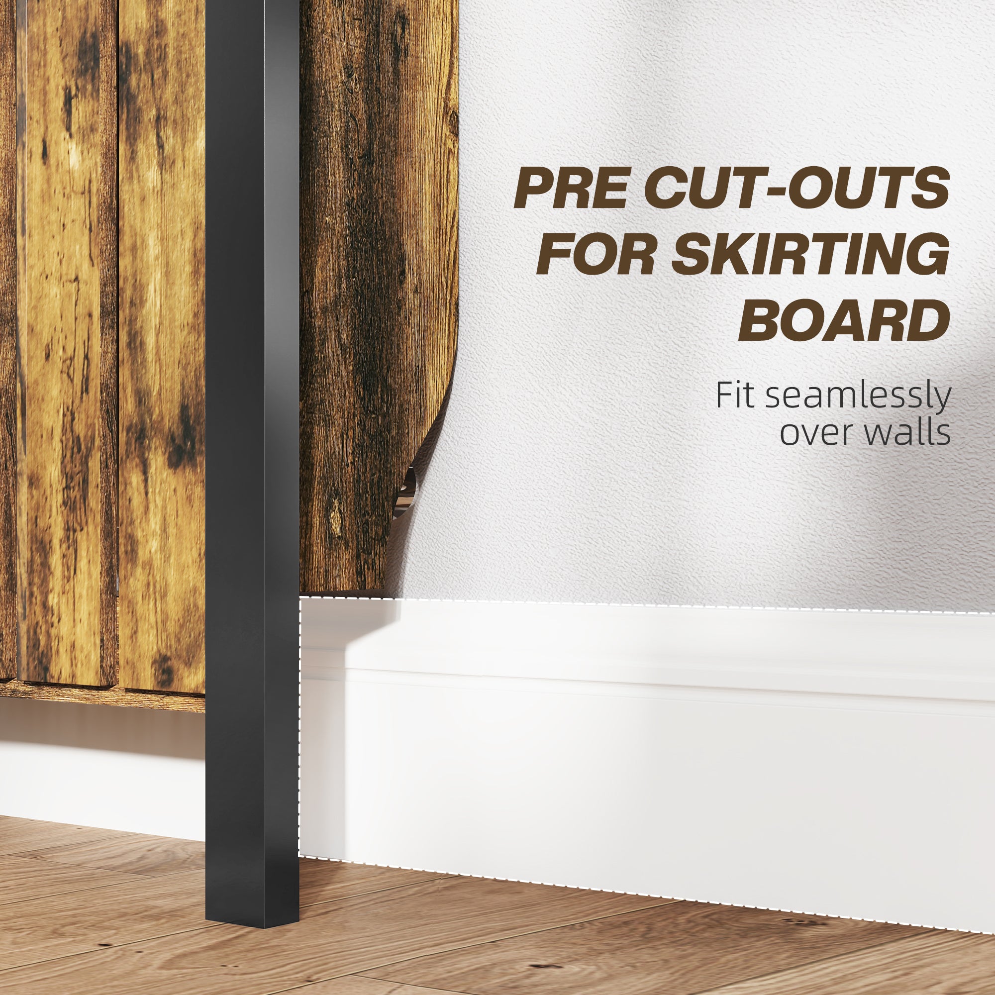 Fynco - 93 x 119cm Rustic-Look Radiator Cover - Brown/Black