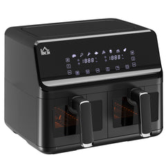 8L Dual Basket Air Fryer, 8-in-1 Air Fryer Oven with Digital Display, Visible, Timer, Preheat for Oil Free Low Fat Cooking, 2500W, Sync Finish, Sliver