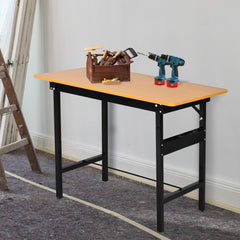 100 cm Foldable Garage Work Bench, Craft Table MDF Workstation, Heavy-duty Steel Frame with Ruler, Protractor