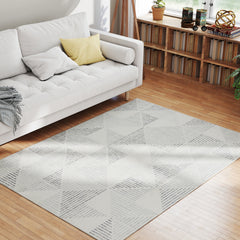 Fynco - Modern Area Rug, Geometric Pattern Non-Slip Washable Rug, Soft Floor Carpet for Living Room, Bedroom, Dining Room, Home Office, 170 x 120 cm, Grey