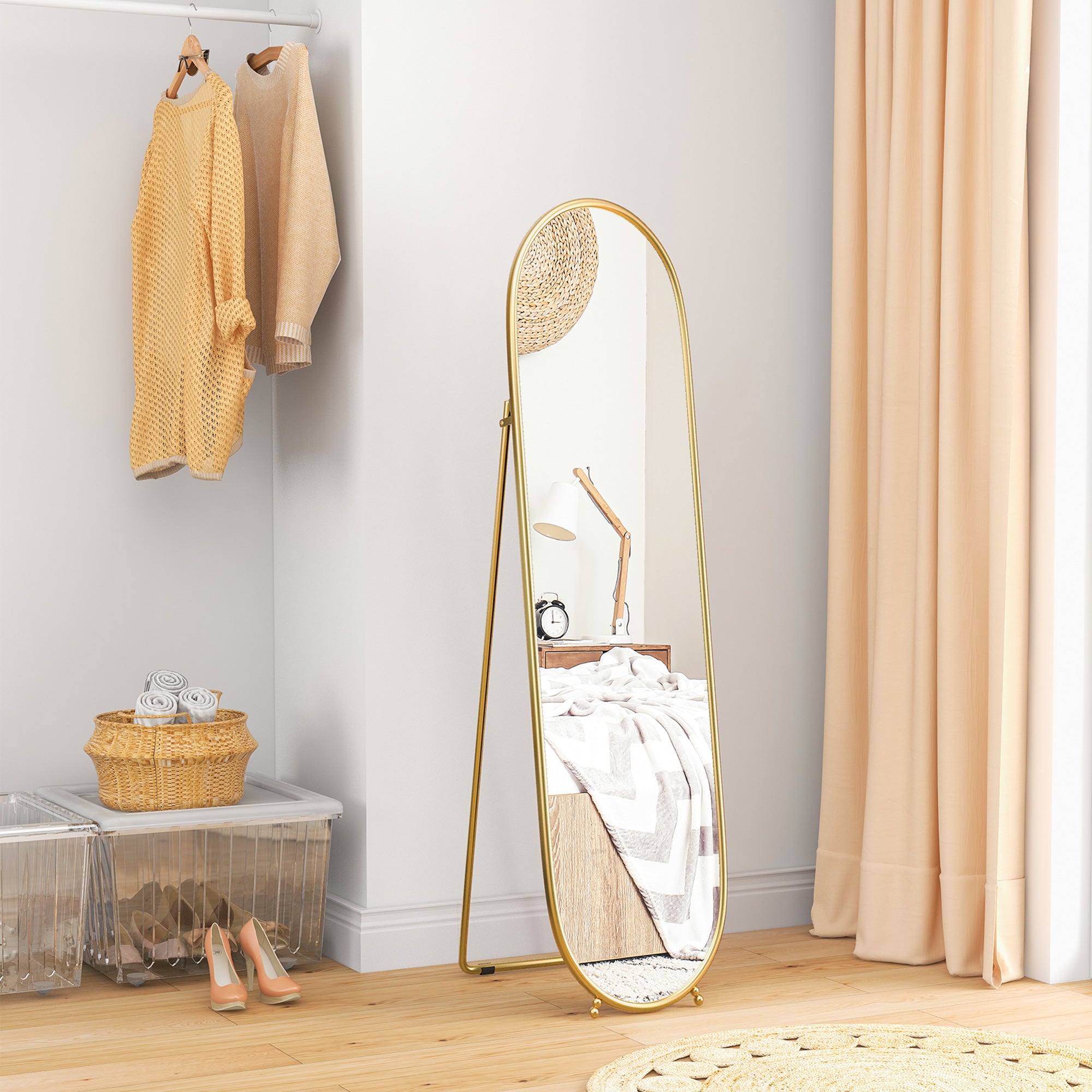 Two-Way Curved Full Length Mirror - Gold Tone