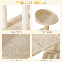 100 cm Cat Tree for Indoor Cats Kitten Scratch Scratching Post Climbing Tower Activity Centre Beige