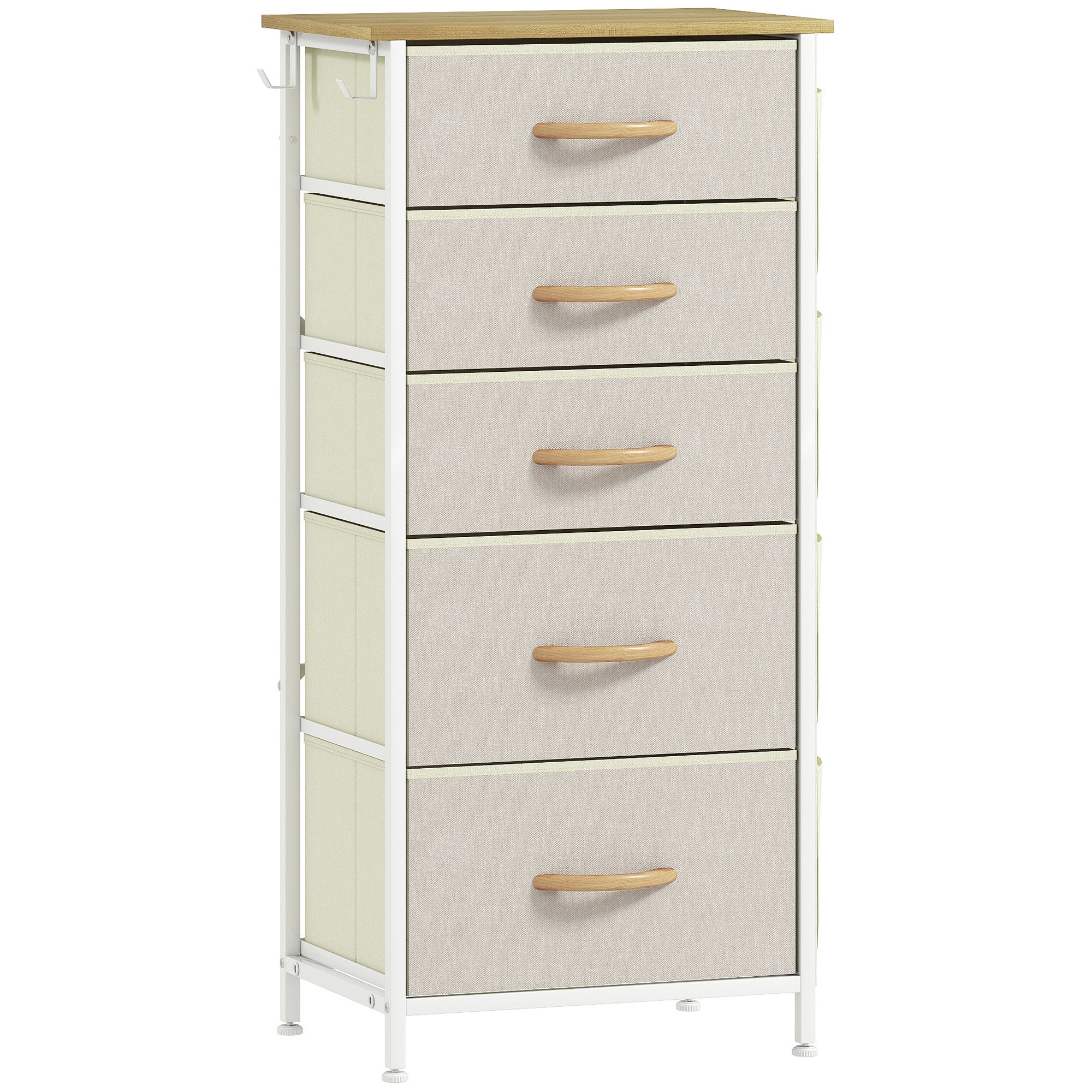 Chest of Five Fabric Drawers - Beige