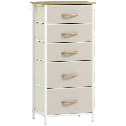 Chest of Five Fabric Drawers - Beige