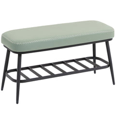 Fynco - PU Leather Shoe Storage Bench - Green