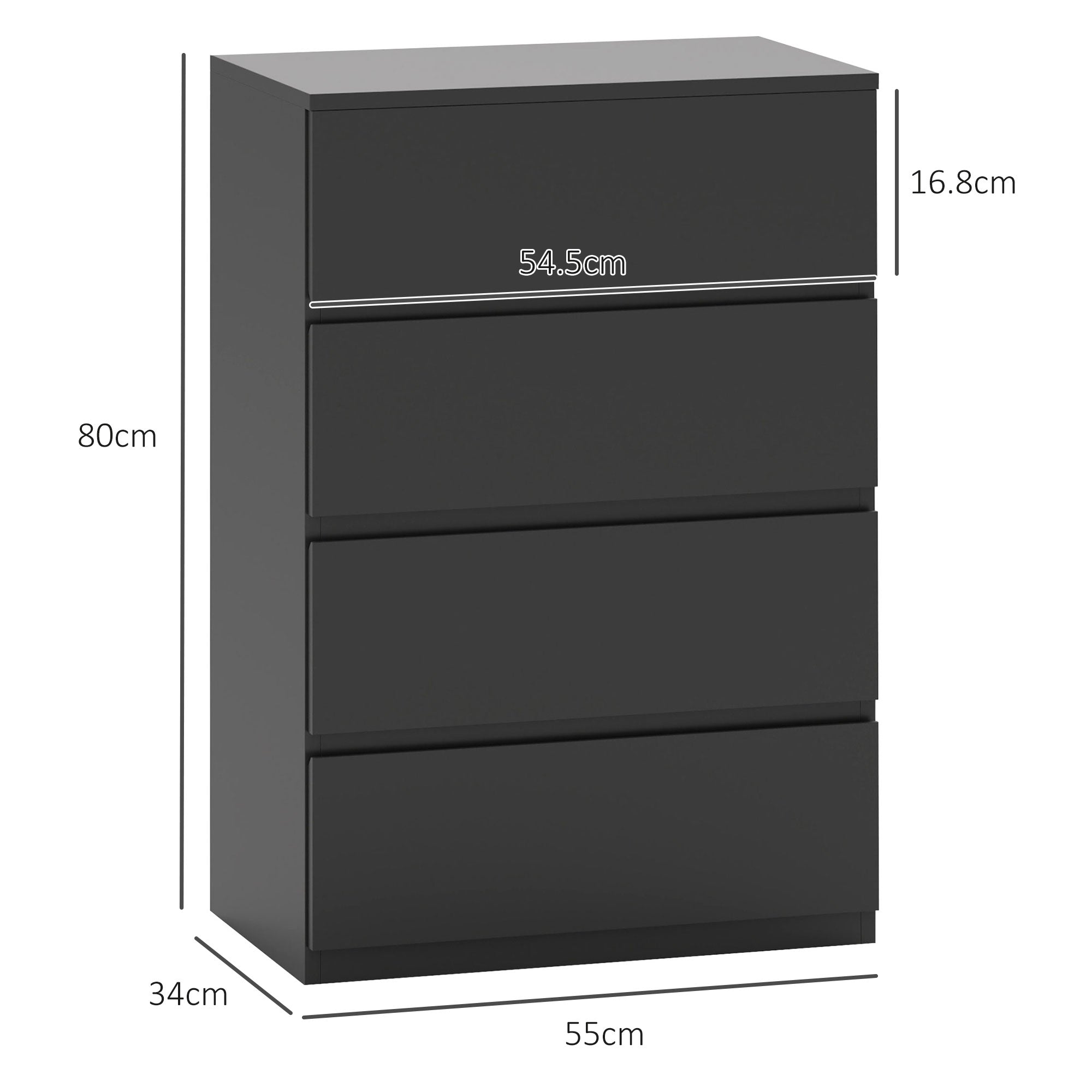 Chest of Drawers, 4-Drawer Storage Cabinets, Modern Dresser, Storage Drawer Unit for Bedroom