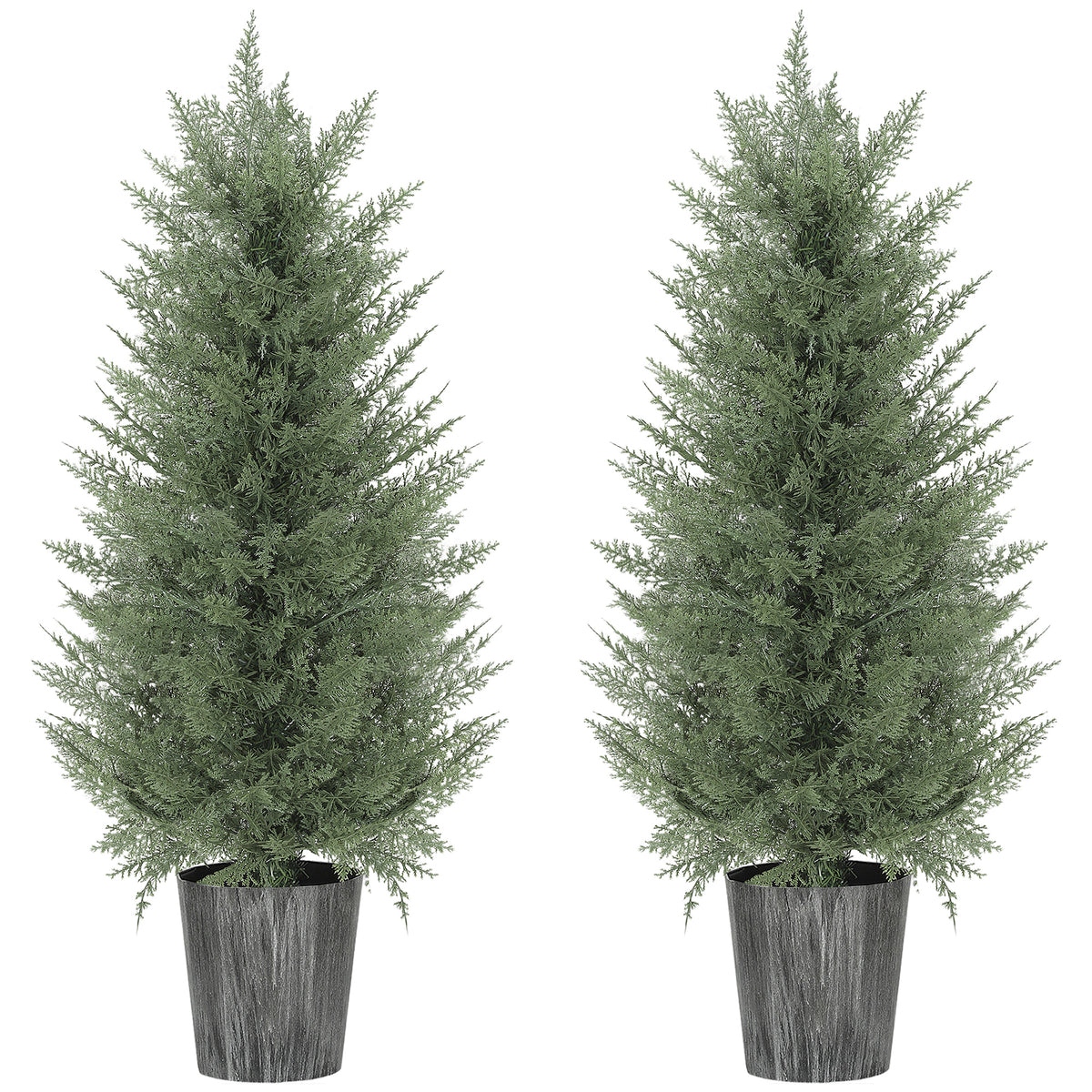 Fynco - 90cm Artificial Cypress Trees Set of 2, UV Resistant Artificial Plants with Decorative Pot, Fake Plants for Indoor Outdoor Decor, Green