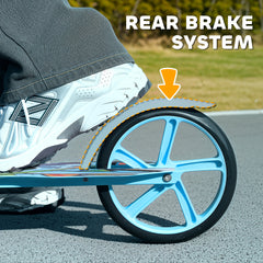 AIYAPLAY Foldable Kids Scooter with Adjustable Handlebar, 200mm Big Wheel, Rear Fender Brake, for Ages 6-12 Years, Blue