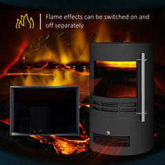 Fynco - 1000W/2000W Freestanding Electric Fireplace, Indoor Heater Fire Stove with Log Burner Effect Flame, Thermostat Control