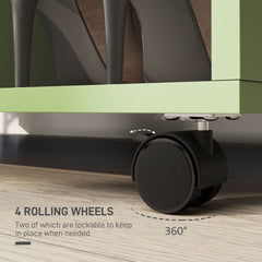 Open Wardrobe on Wheels, Bedroom Wardrobe with Clothes Hanging Rail, 2 Storage Shelves, Mobile Garment Rack for Cloakroom, Hallway, Green