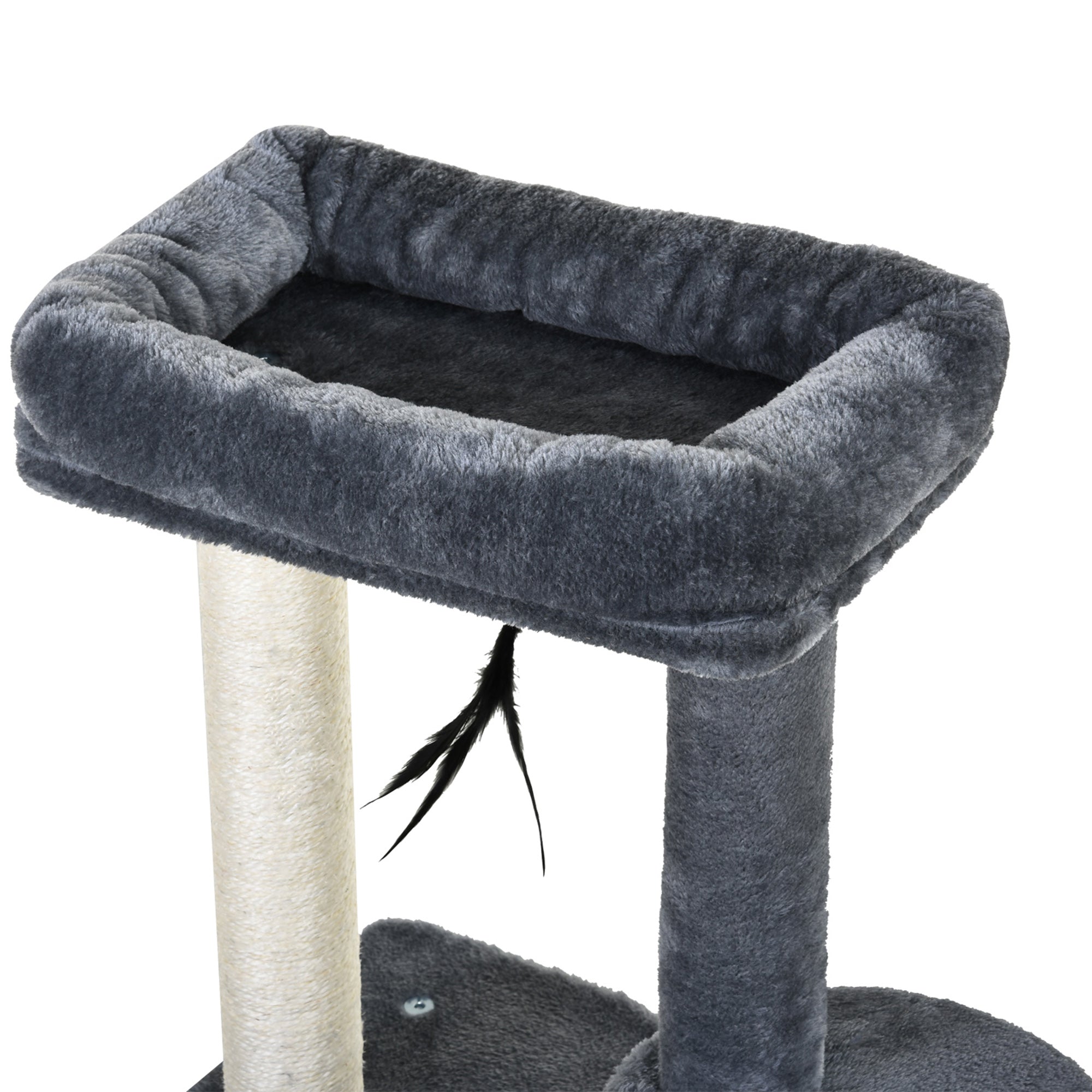100cm Cat Tree for Indoor Cats, Cat Tower Condo for Kittens with Cat House Sisal Scratching Posts, Hanging Ball Toys, Perches - Grey