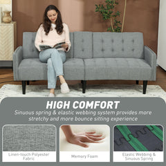 Three-Seater Sofa Bed, with Cupholders - Light Grey