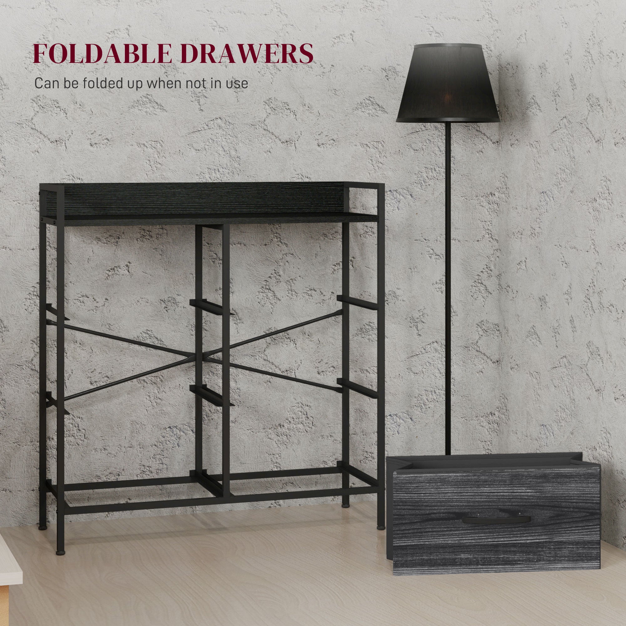 Rustic Chest of Six Fabric Drawers - Black