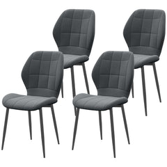 Set of Four Flannel Relaxed Tub Dining Chairs - Dark Grey