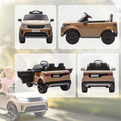 AIYAPLAY Land Rover Discovery Licensed 12V Kids Electric Car with Remote, 4 Wheel Suspension, Slow Start, Lights, Music, Khaki