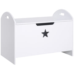 Kids Wooden Toy Box Organizer Children's Toy Storage with Lid Safety Hinge Side Handle Playroom Furniture White