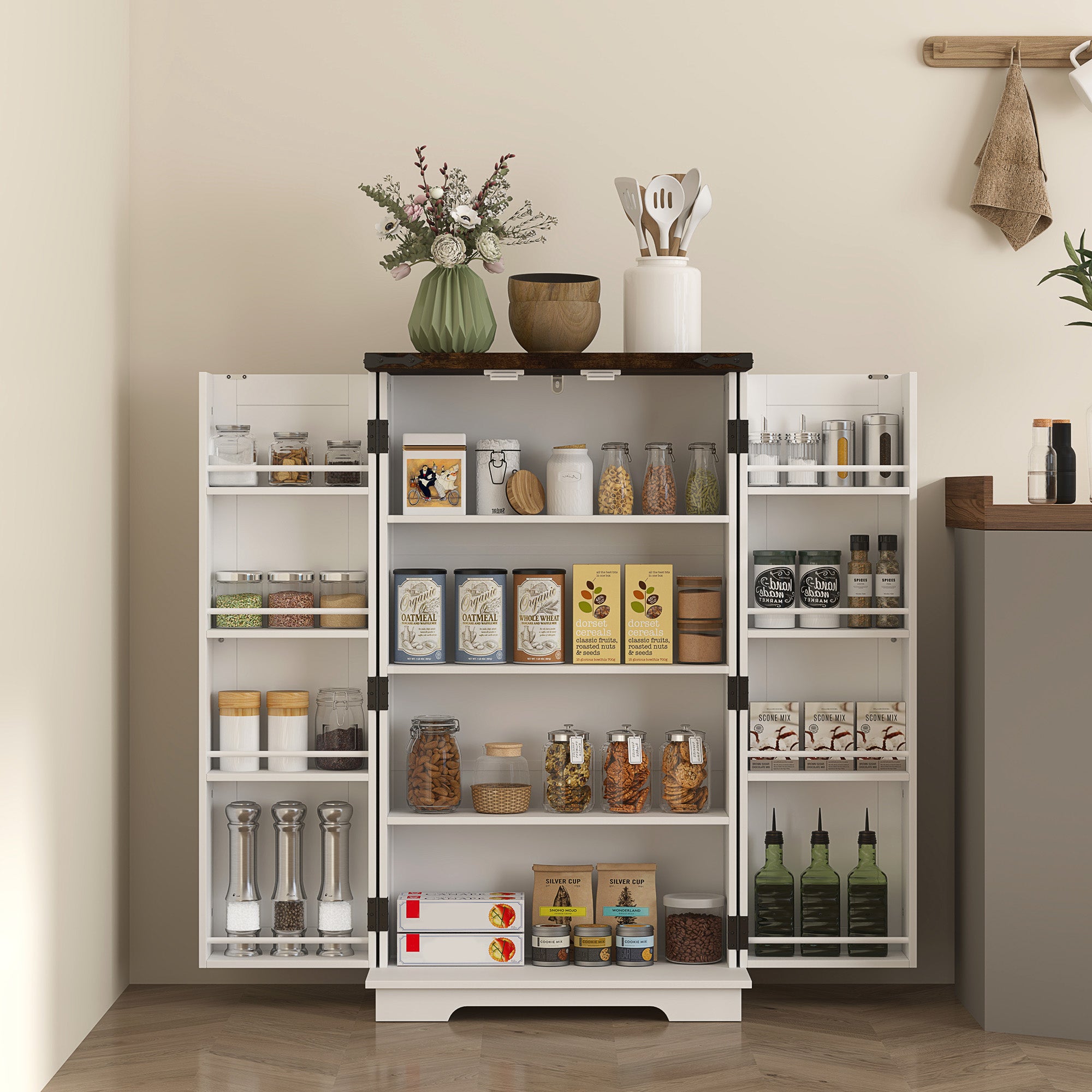 Multi-Storage Farmhouse Style Cabinet - White