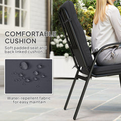 5 Pieces Outdoor Square Garden Dining Set w/ Tempered Glass Dining Table 4 Cushioned Armchairs, Umbrella Hole, Black