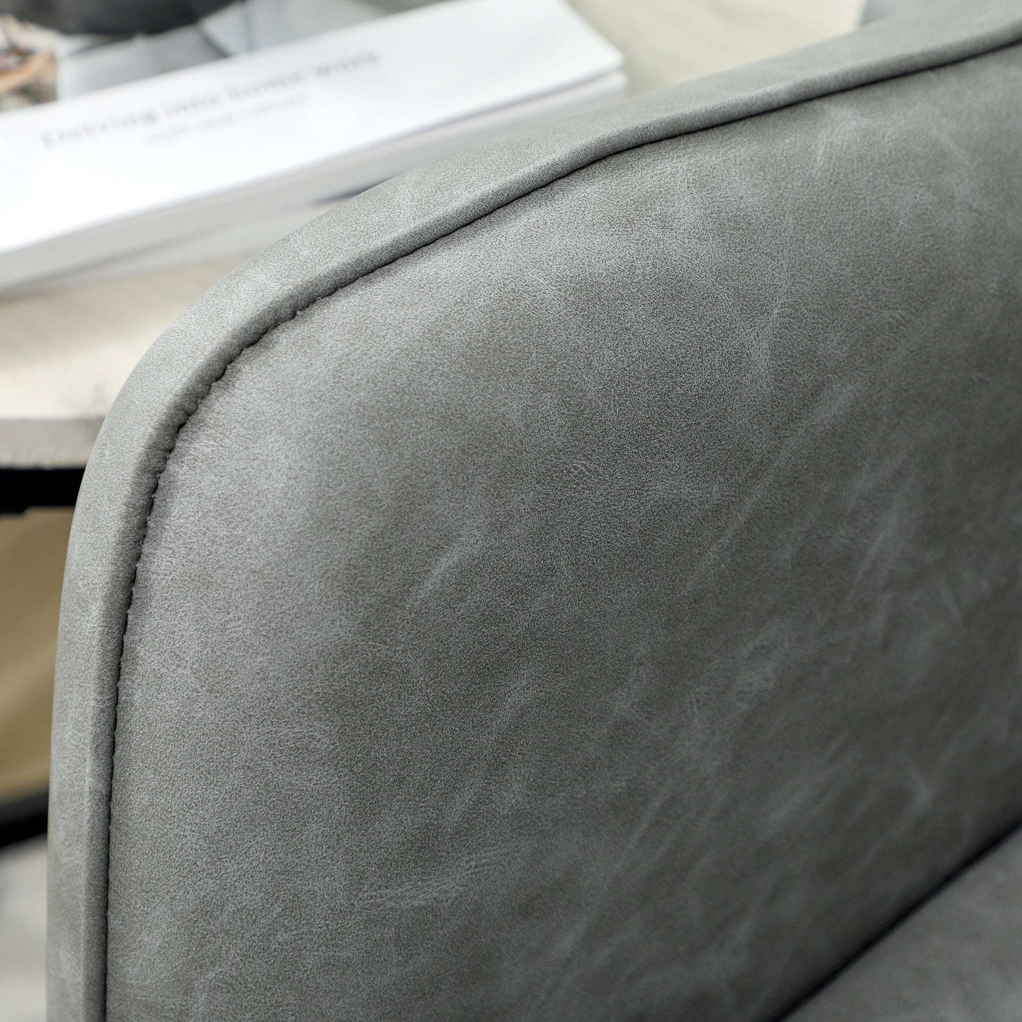 Fynco - Faux Leather Marble-Effect Two-Seater Sofa - Grey