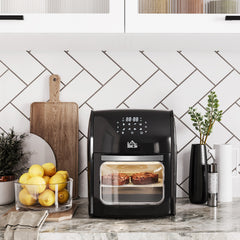 12L 8 in 1 Digital Air Fryer Oven with Roast, Bake, Dehydrate, 8 Preset Modes, Rapid Air Circulation, Timer, Inner Light, Memory Function, 1800W, Dish Wash Accessory, Black