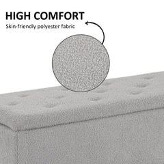 47L Storage Ottoman, End of Bed Bench with Wooden Legs, Fabric Footstool for Living Room, Bedroom, 95 x 38 x 45cm, Grey