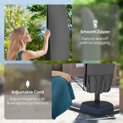 Fynco - Parasol Cover, 600D Oxford Cantilever Umbrella Cover Fit for 2-4m Parasol, Banana Umbrella Protector with Zipper for Outdoor Garden, Patio, Black