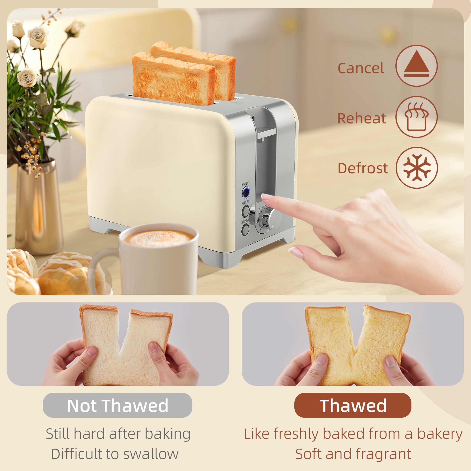 Fynco - Retro Toaster and Kettle Set - Cream