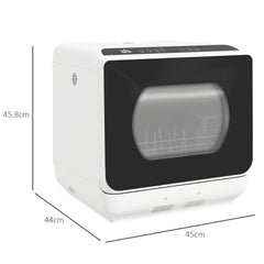 Table Top Dishwasher with Built-in 6L Water Tank, Mini Countertop Dishwasher with 6 Programs, 4 Place Settings, Black