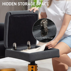 Fynco - Linen-Look Recliner, with Storage Ottoman - Grey