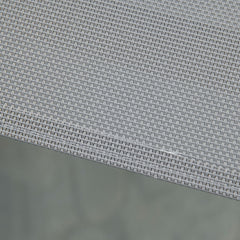 7 Pieces Garden Dining Set, Outdoor Table and 6 Armchairs, Aluminium Frame, Slatted Wood Grain Plastic Top Table, Breathable Mesh Fabric Seats and Backrest, Light Grey