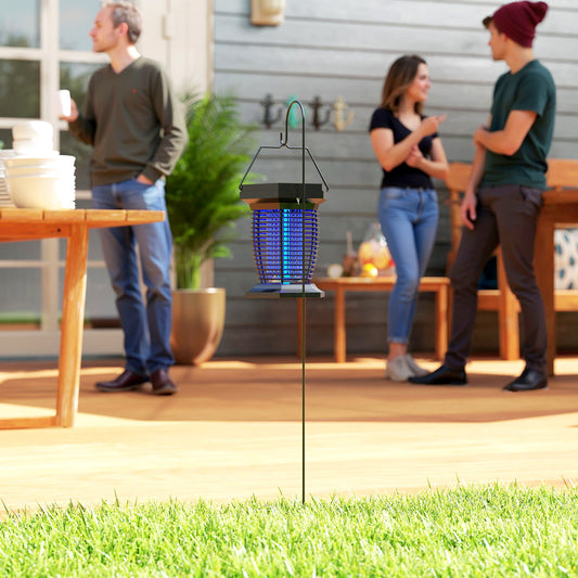 2-in-1 Electric Fly Zapper with UVA Light, Hanging Garden Lantern, Solar and USB-DC Rechargeable Insect Mosquito Bug Zapper, Fly Killer for Indoor and Outdoor Use, Black