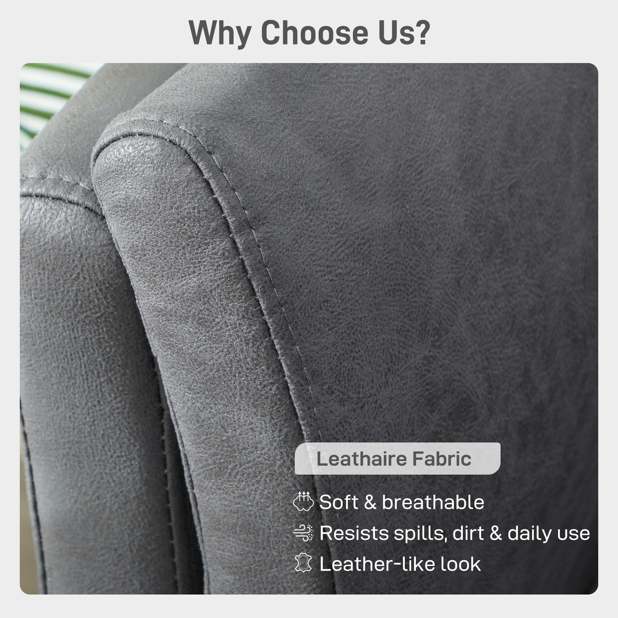 Fynco - Two-Seater Leathaire Sofa - Grey