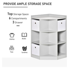 Kids Bookcase, 3 Tier Toy Organiser Storage Unit BookShelf with 3 Non-woven Fabric Drawers, Anti-tip Device, for Bedroom, Children's Room, Playroom, Grey