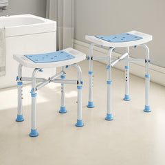 Fynco - 44-51.5cm Aluminium Frame Shower/Bath Stool - Light Blue