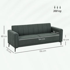 Three-Seater Relaxed Modern Sofa - Grey
