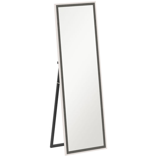 162.6 cm Two-Tone Full Length Mirror - White/Grey-Tone